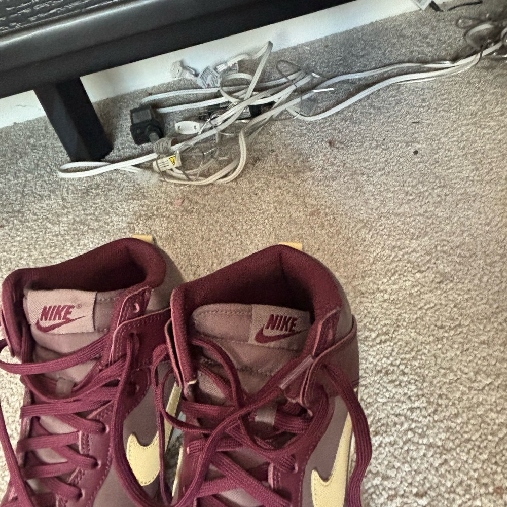 Nike Burgundy and Cream High-Top Sneakers